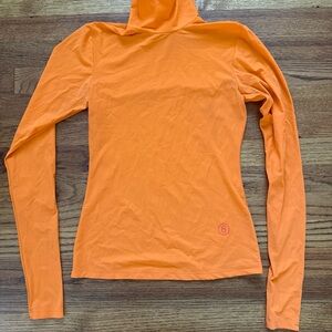 MM6 MAISON MARGIELA Tonal Logo Turtleneck Top Orange Size XS Stretch C25